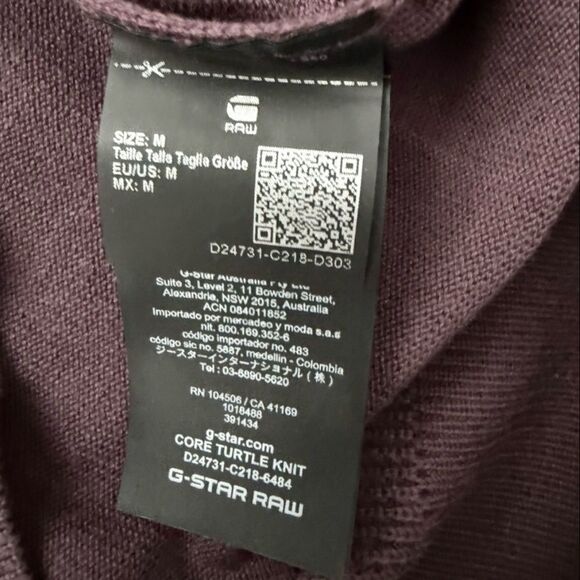 G-Star Raw Core Turtleneck Cotton Fusion Knit Sweater Vineyard Wine Men’s Medium - Picture 6 of 9